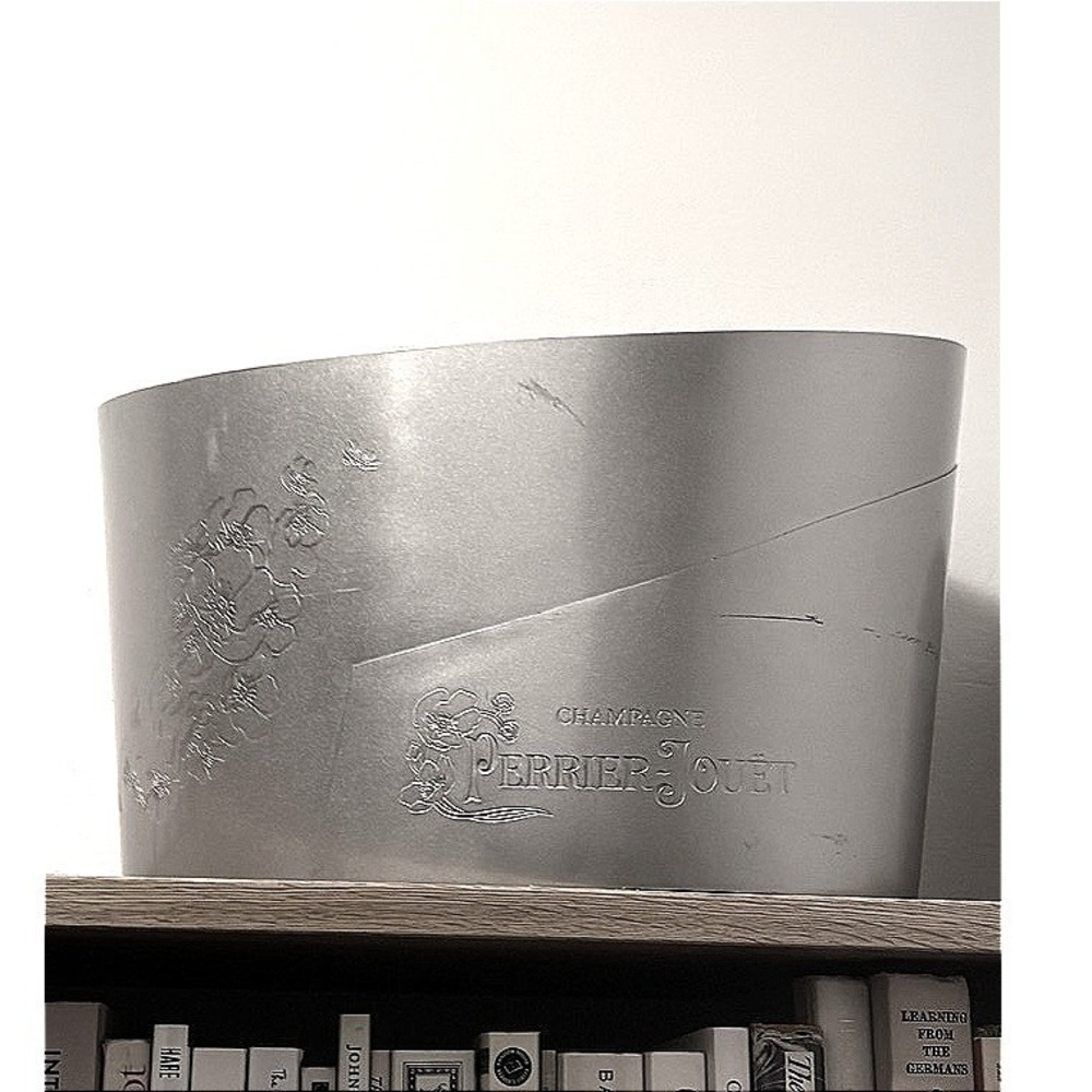 Perrier Jouet Champagne Ice Bucket Brushed Silver Metal Floral Design